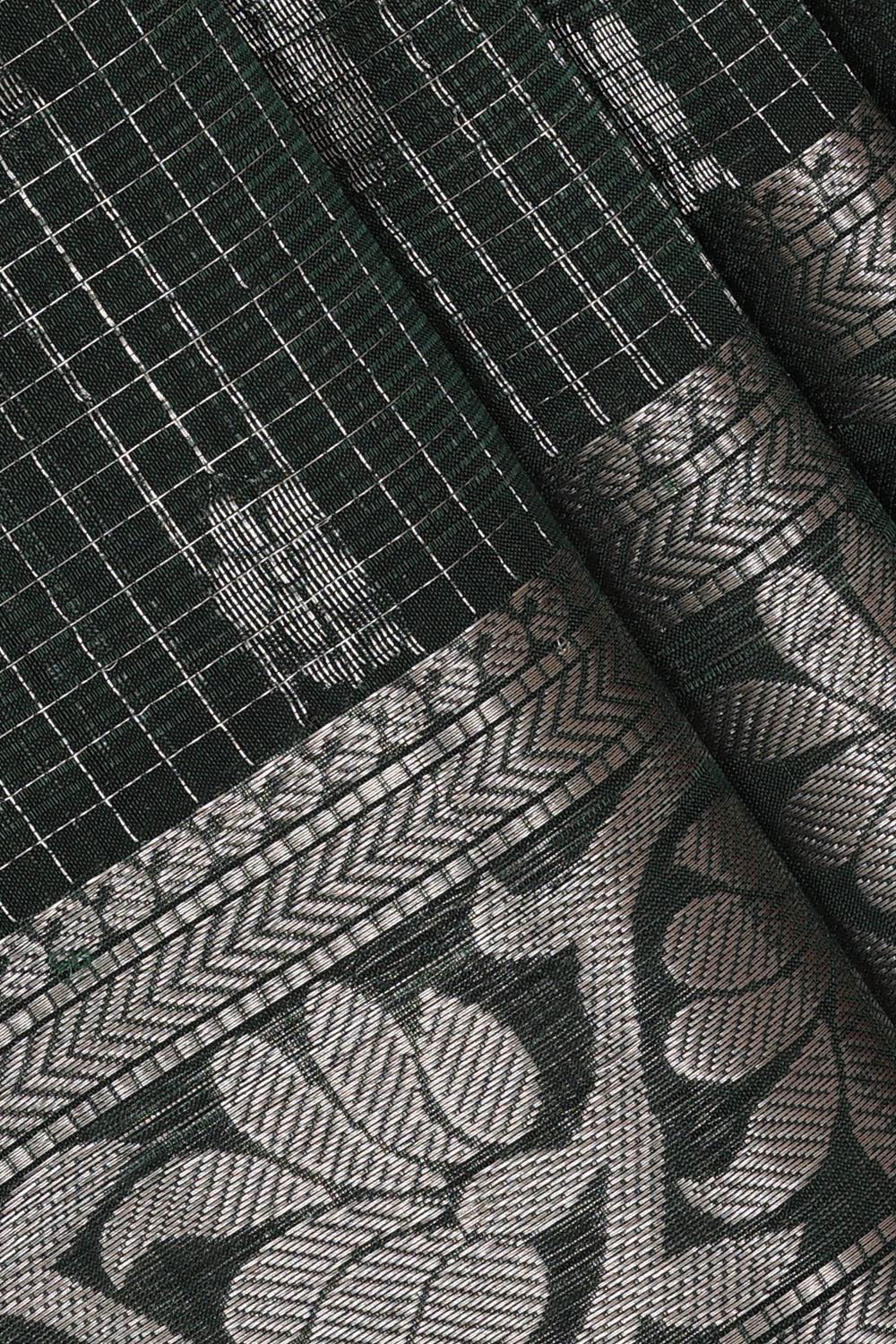 Collection of Mangalgiri Silk Dark Bottle Green Saree in a gallery layout