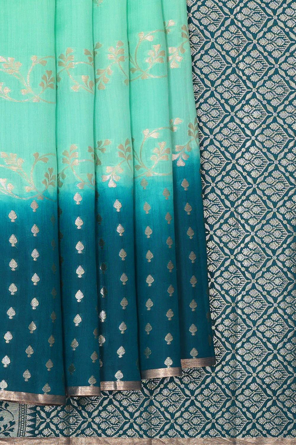 Collection of Banarasi Chiniya Silk Light Sea Green Saree in a gallery layout