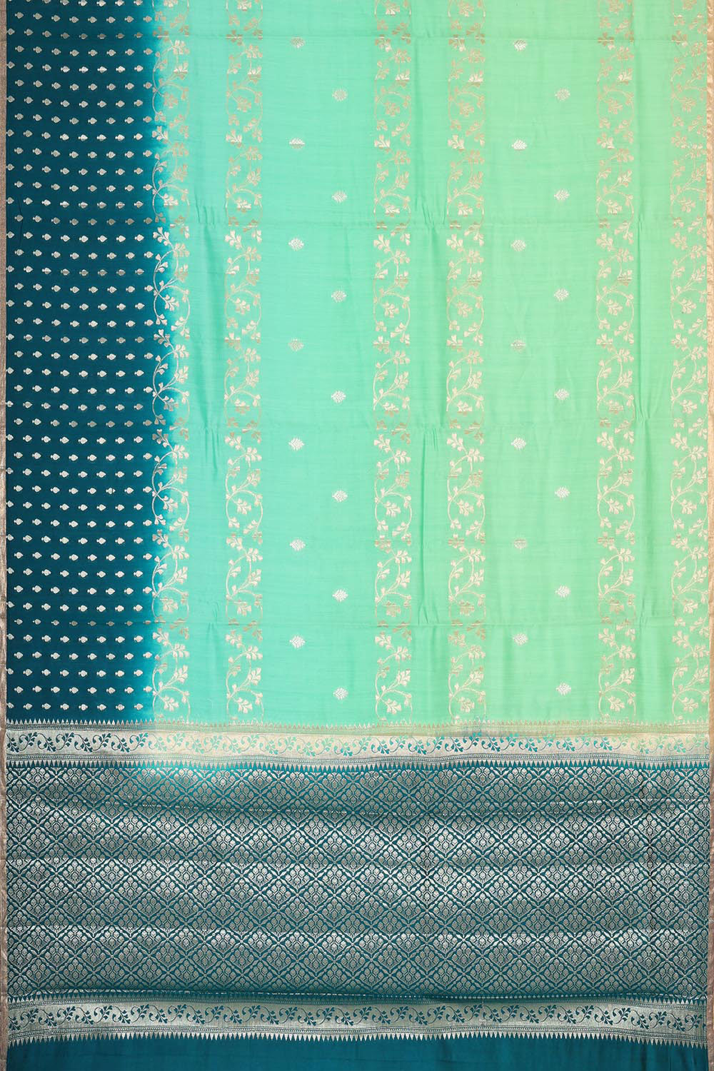 Collection of Banarasi Chiniya Silk Light Sea Green Saree in a gallery layout