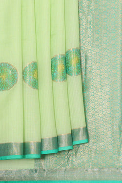 Collection of Banarasi Kota Fresh Green Colour Saree in a gallery layout