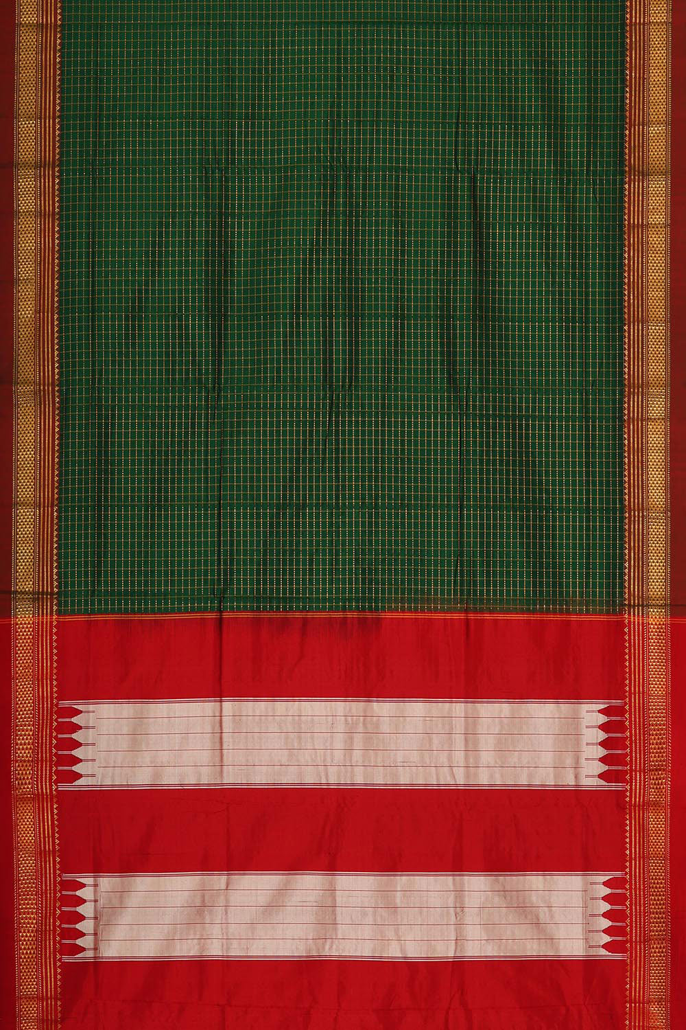 Narayanpet Silk Dark Green Saree