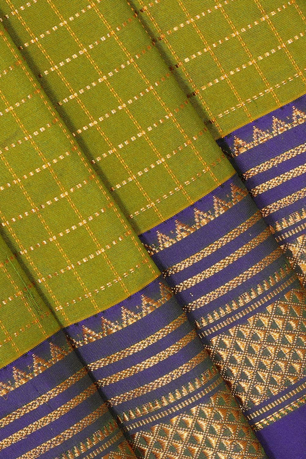 Narayanpet Silk Golden Green Saree