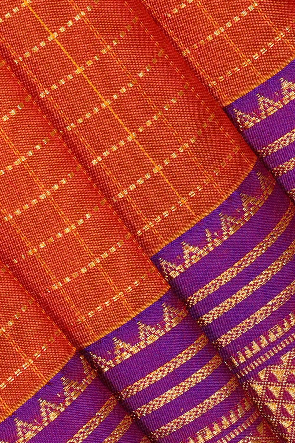 Narayanpet Silk Reddish Orange Colour Saree