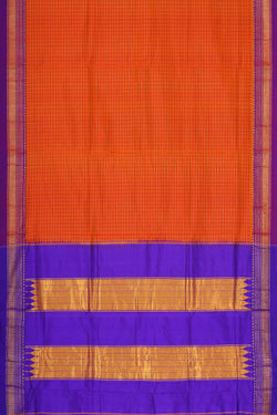 Image of Narayanpet Silk Reddish Orange Colour Saree