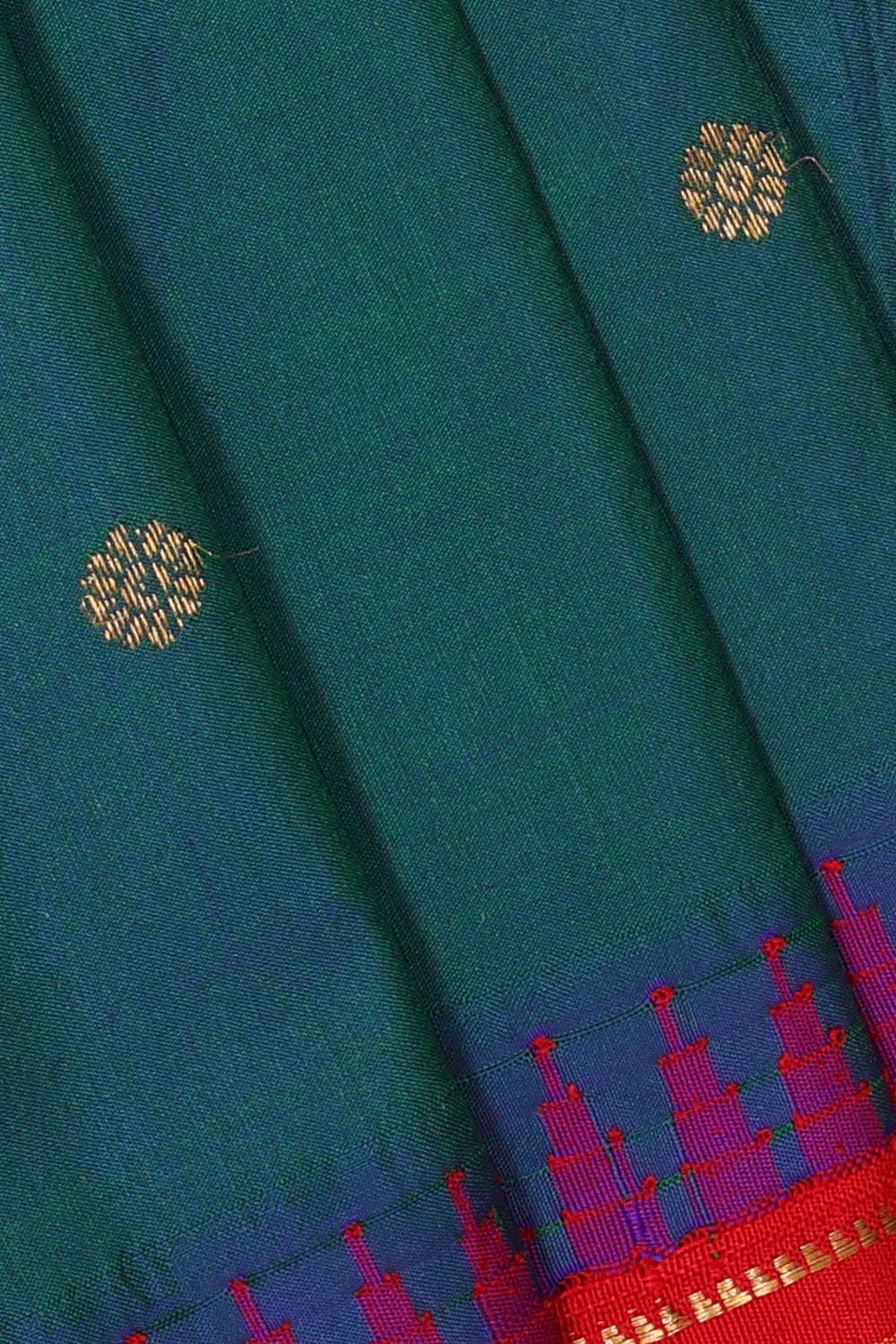 Narayanpet Silk Peacock Green Saree