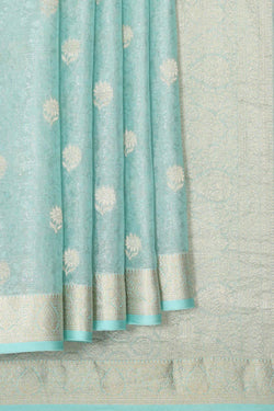 Collection of Banarasi Crepe Light Aqua Blue Saree in a gallery layout