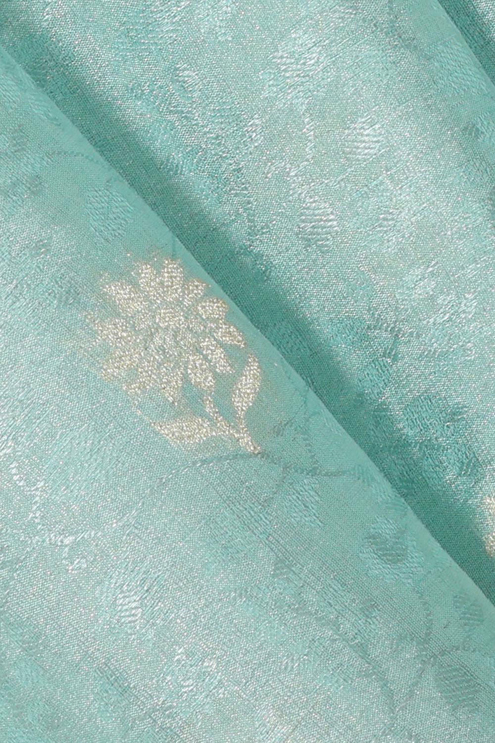 Collection of Banarasi Crepe Light Aqua Blue Saree in a gallery layout