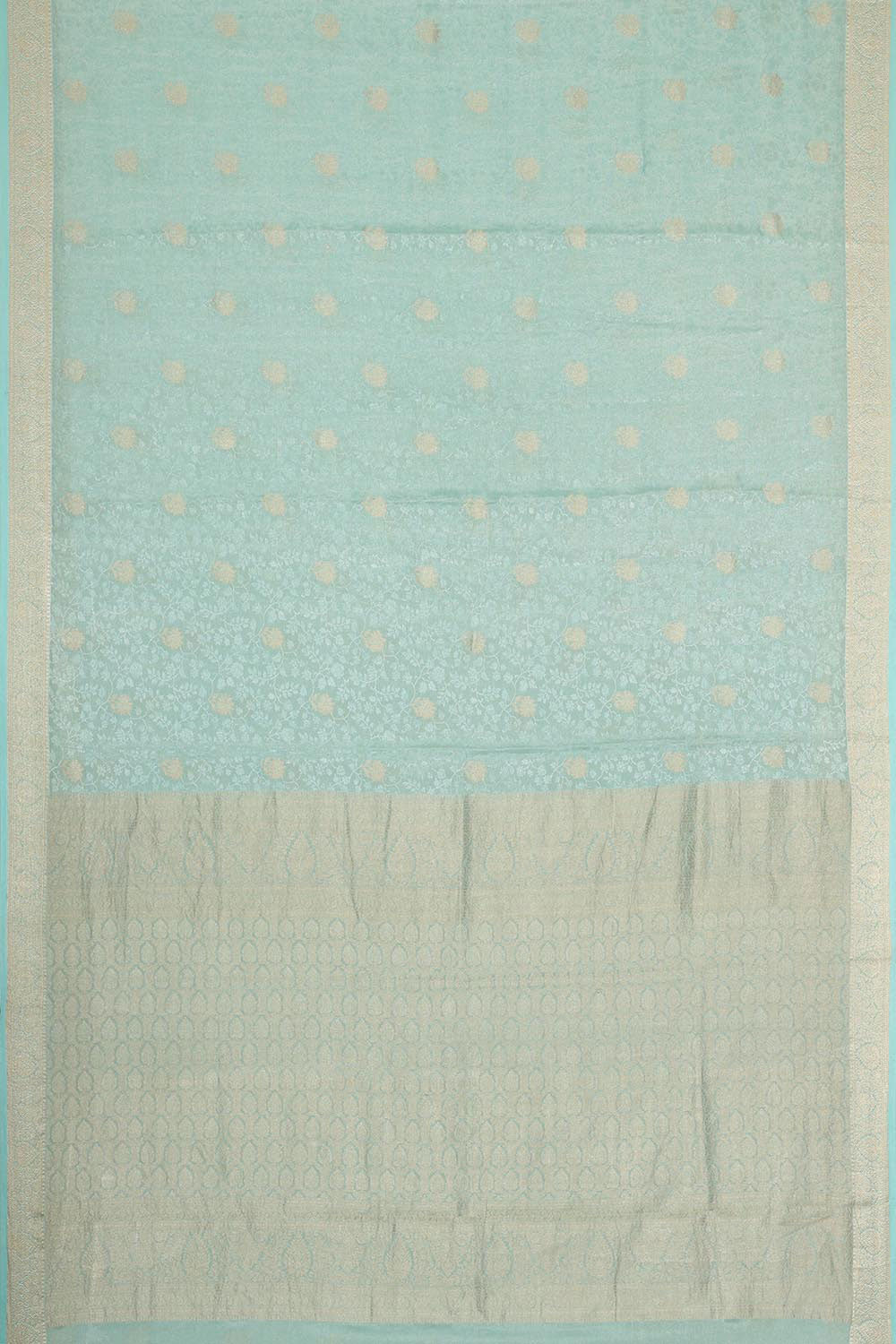 Collection of Banarasi Crepe Light Aqua Blue Saree in a gallery layout