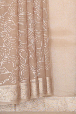 Collection of Organza Brownish Cream Saree in a gallery layout