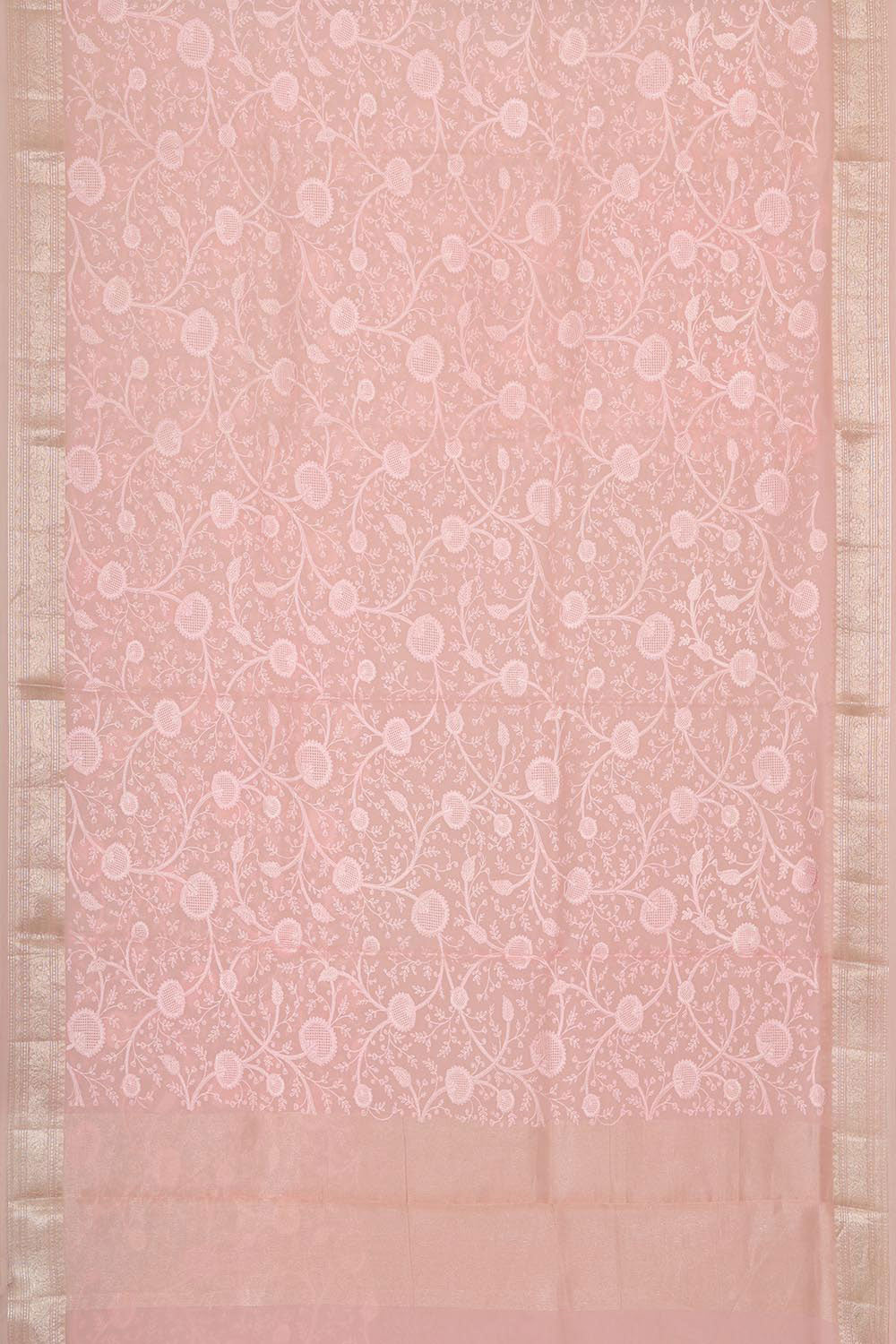 Collection of Organza Light Peach Saree in a gallery layout