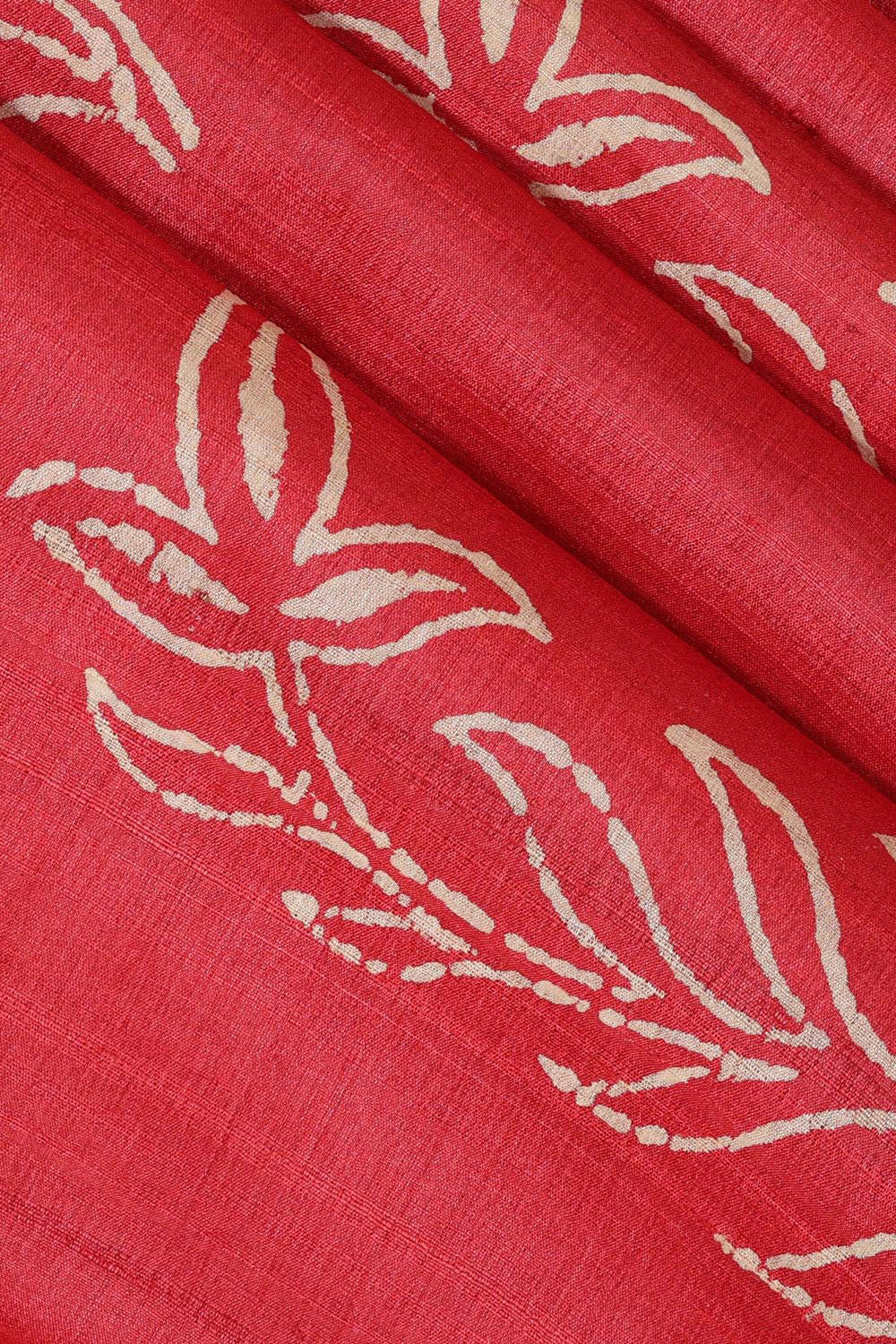 Tussar Silk Red Colour Saree