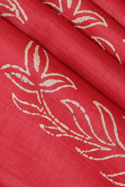 Image of Tussar Silk Red Colour Saree