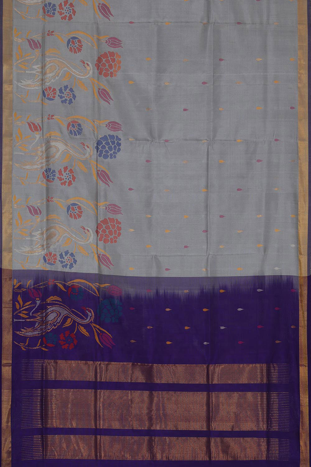 Collection of Uppada Silk Grey Colour Saree in a gallery layout