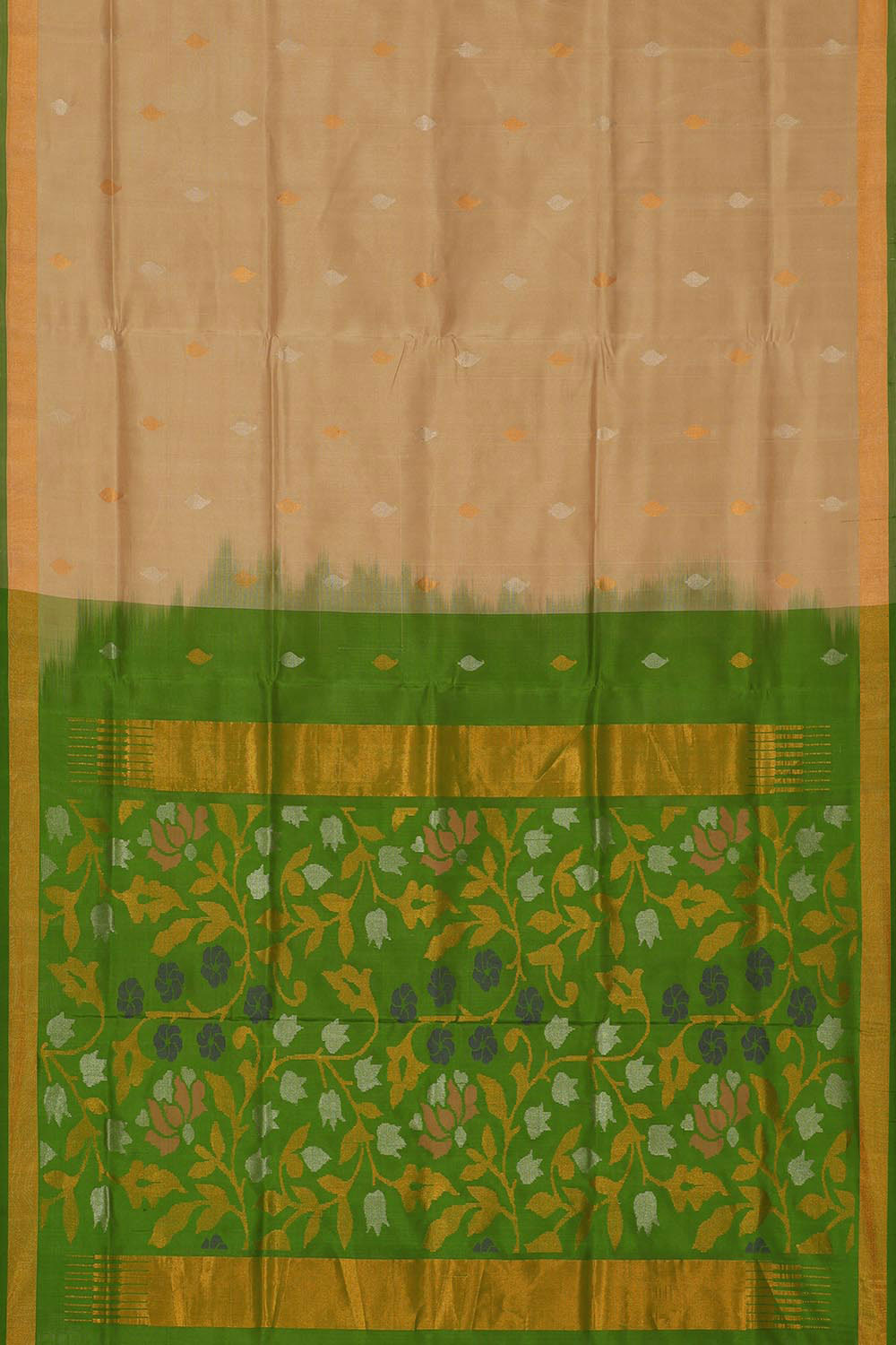 Image of Uppada Silk Dark Cream Colour Saree