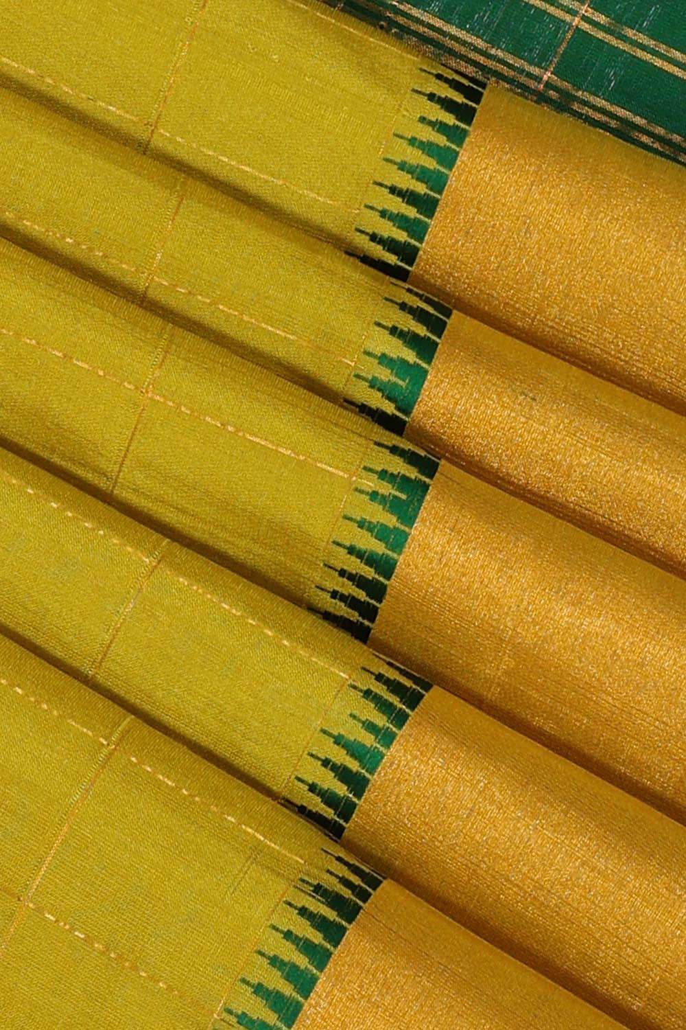 Collection of Uppada Silk Golden Green Colour Saree in a gallery layout