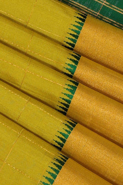 Collection of Uppada Silk Golden Green Colour Saree in a gallery layout