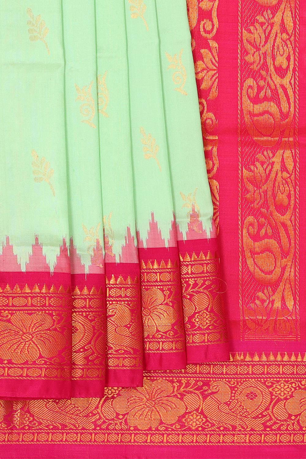 Image of Uppada Silk Bright Green Colour Saree