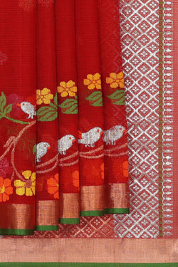 Collection of Kota Dark Red Colour Saree in a gallery layout