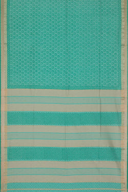 Collection of Maheshwari Cotton Block Printed Sea Green Saree in a gallery layout