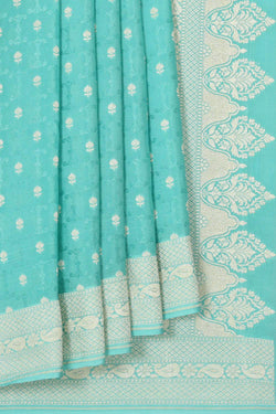 Collection of Banarasi Crepe Light Sea Green Saree in a gallery layout