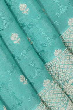 Collection of Banarasi Crepe Light Sea Green Saree in a gallery layout