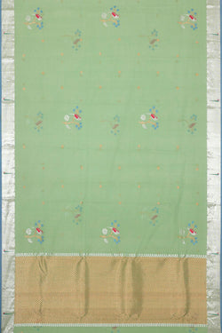 Image of Zari Kota Dull Green Colour Saree