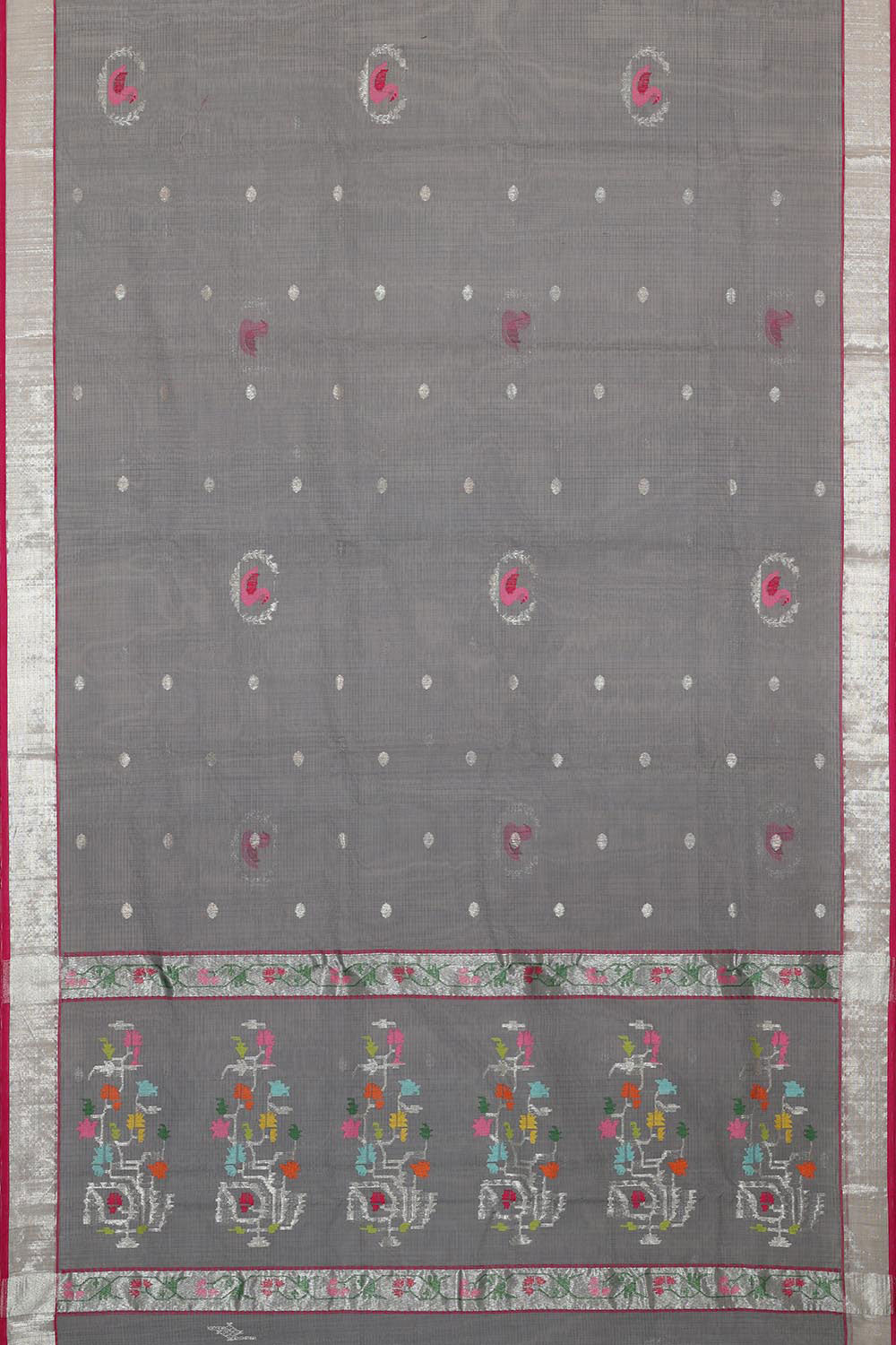 Image of Zari Kota Charcoal Grey Colour Saree