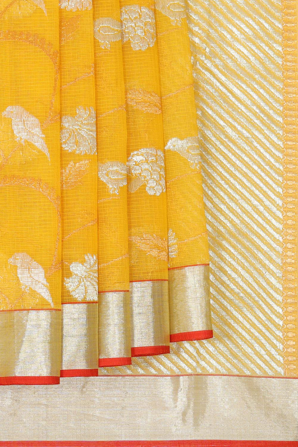 Collection of Zari Kota Haldi Yellow Colour Saree in a gallery layout