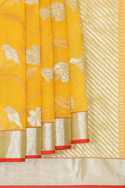 Collection of Zari Kota Haldi Yellow Colour Saree in a gallery layout