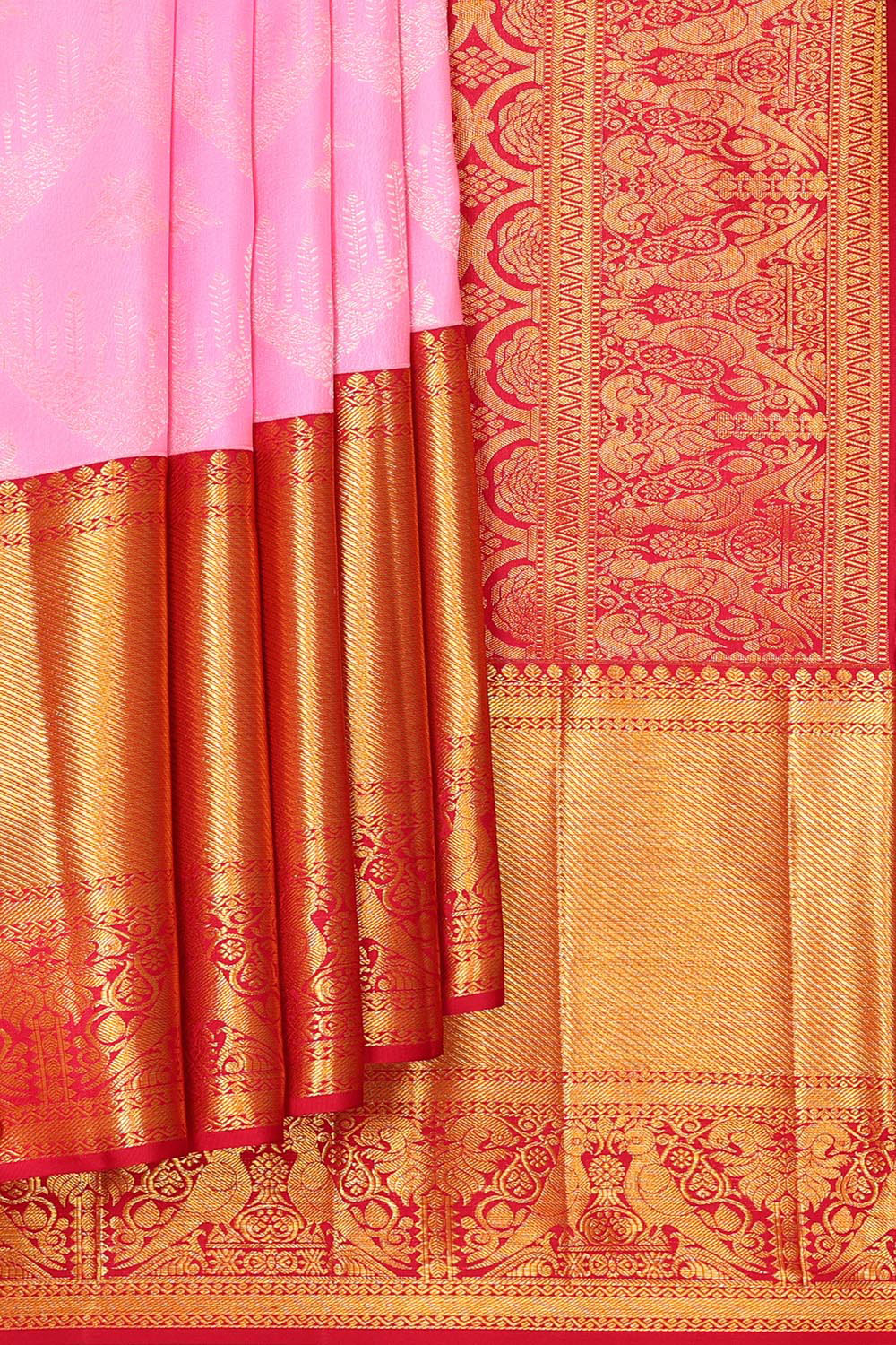 Kanchipatu Rose Pink Brocade Saree