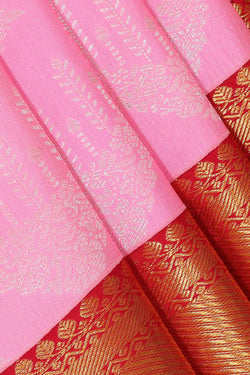 Image of Kanchipatu Rose Pink Brocade Saree