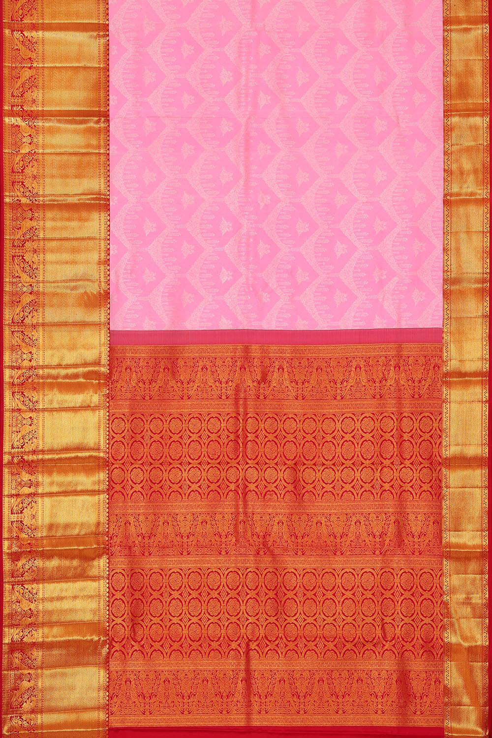 Kanchipatu Rose Pink Brocade Saree