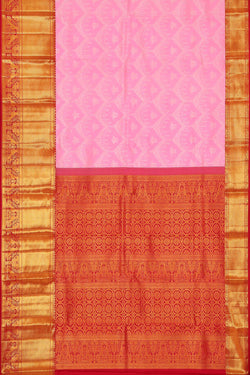 Image of Kanchipatu Rose Pink Brocade Saree