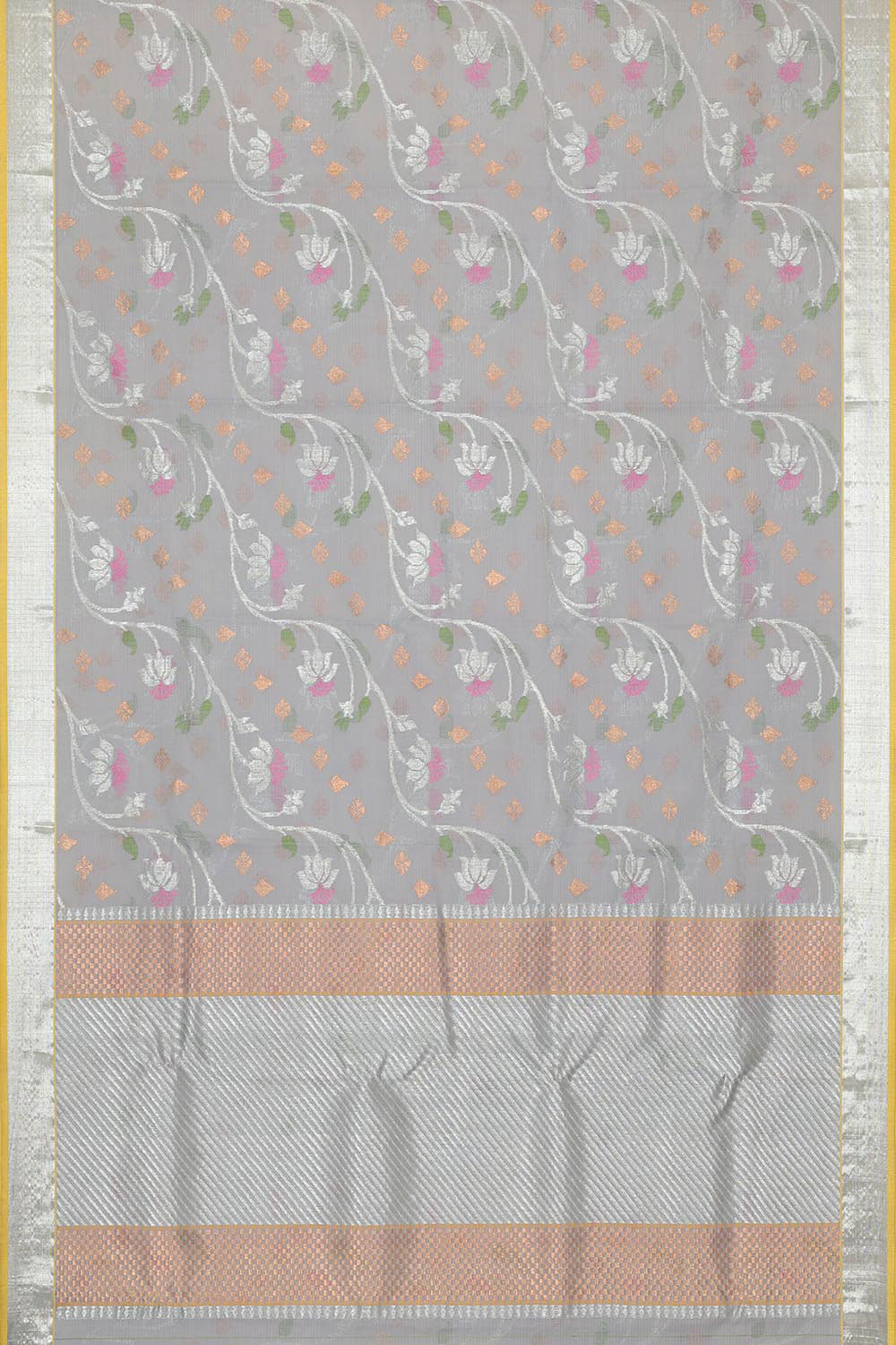 Image of Zari Kota Grey Colour Saree