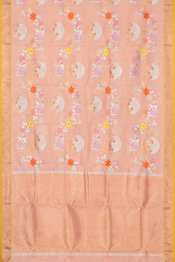 Collection of Zari Kota Light Peach Colour Saree in a gallery layout