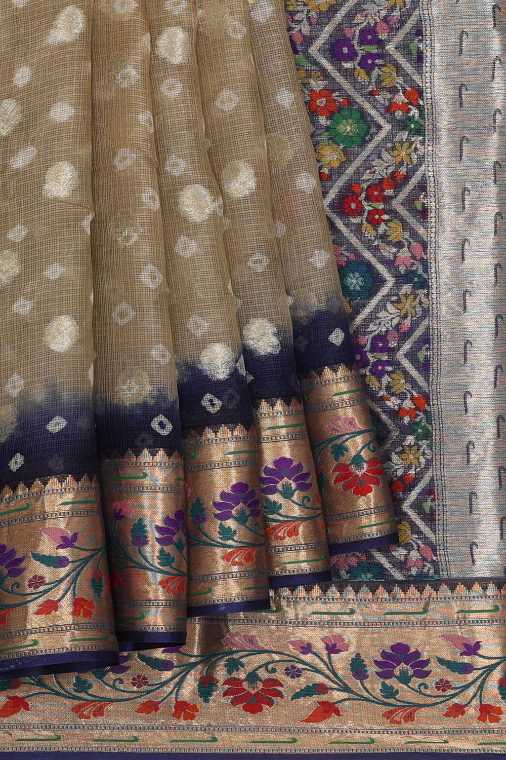 Kota Silk Dark Cream Saree