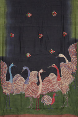 Image of Tussar Silk Black Saree