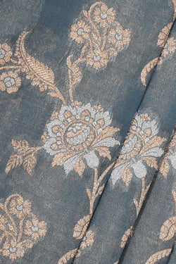 Collection of Banarasi Tissue Silk Bluish Grey Saree in a gallery layout