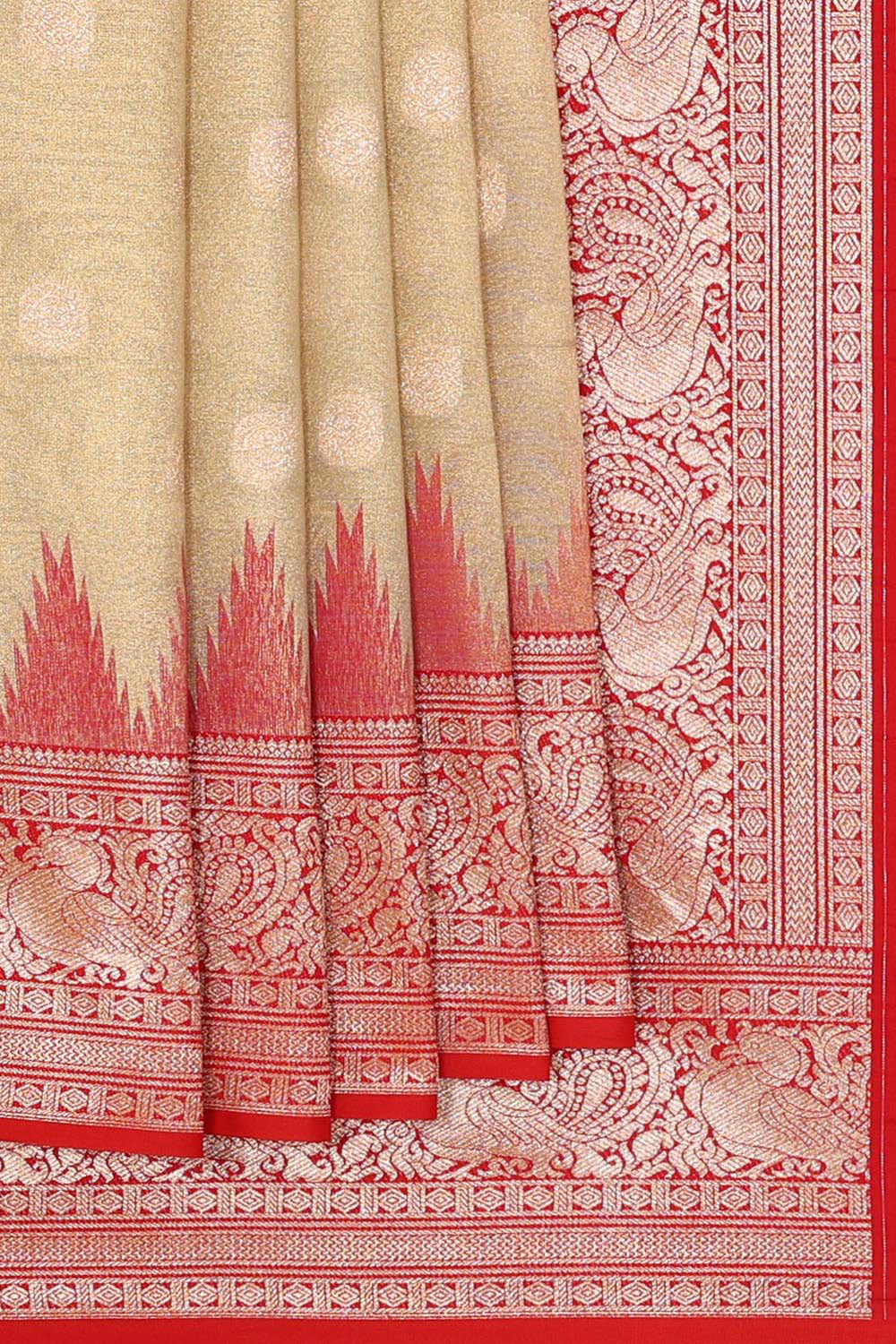 Collection of Banarasi Kora Silk Gold Saree in a gallery layout