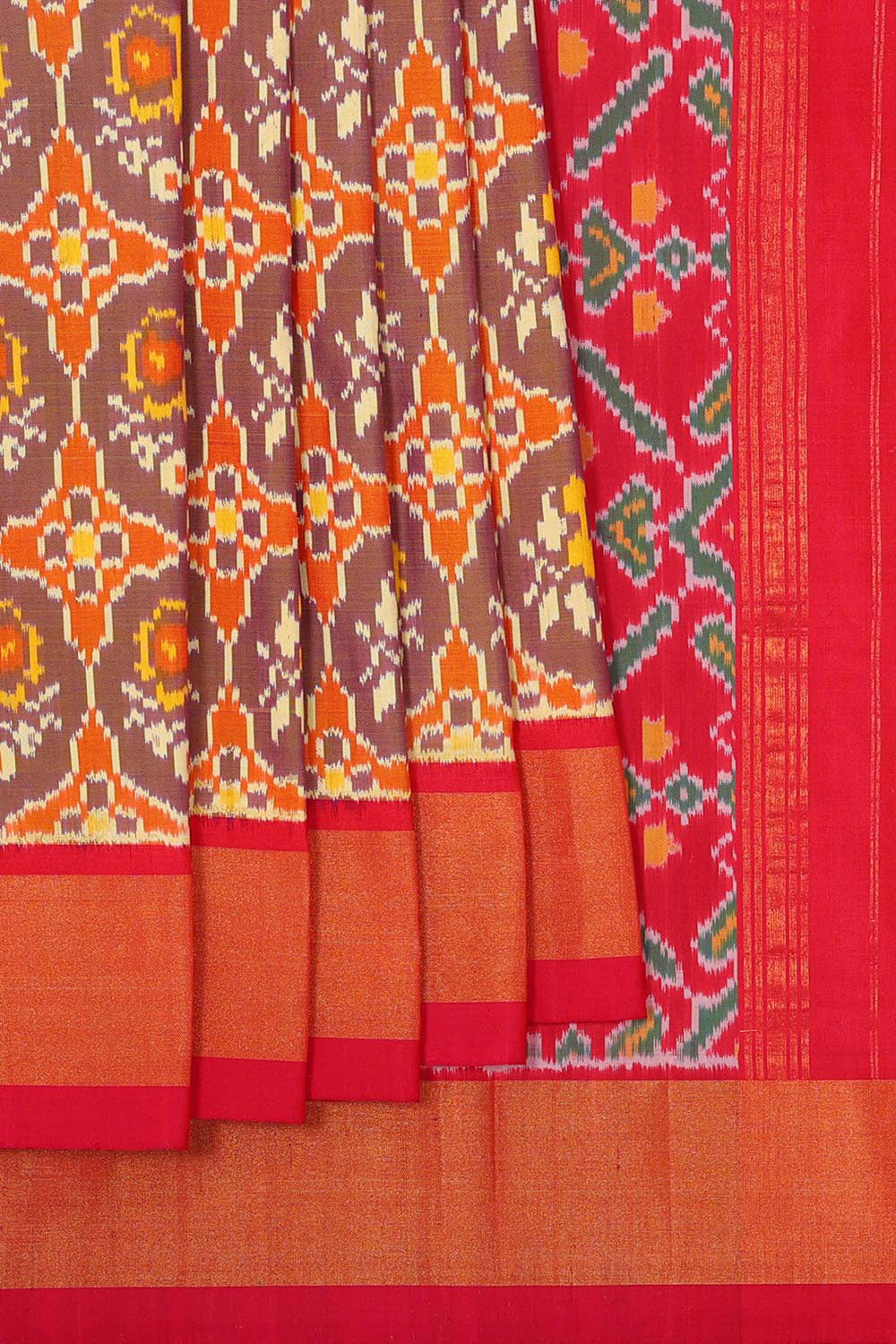 Collection of Pochampally Ikat Silk Purple Saree in a gallery layout