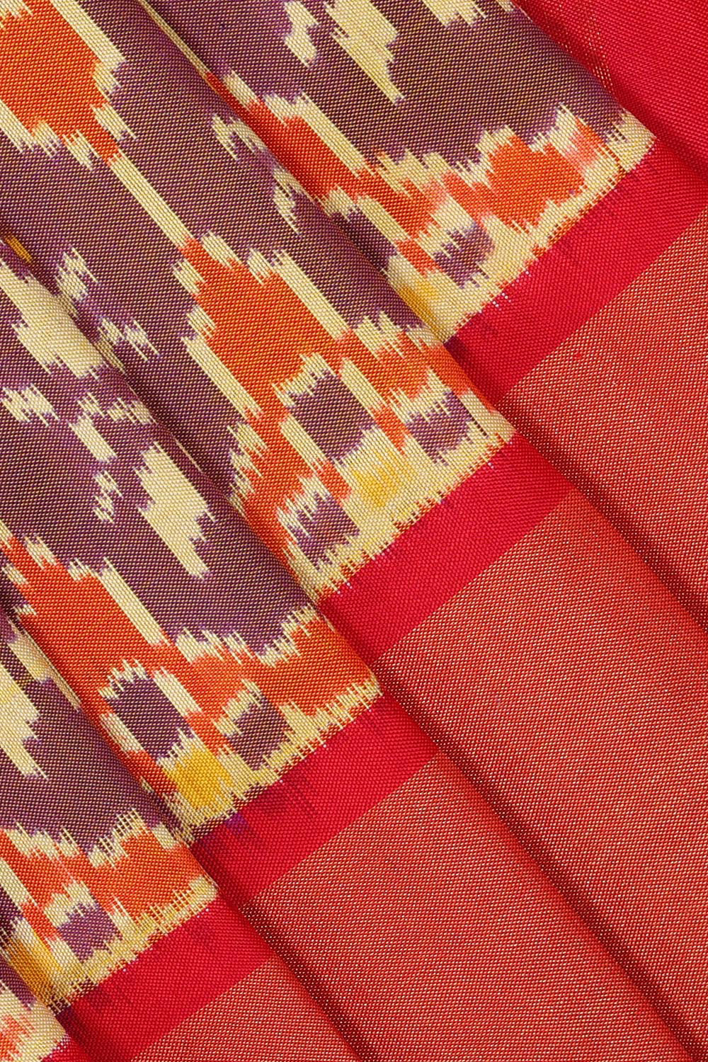 Image of Pochampally Ikat Silk Purple Saree