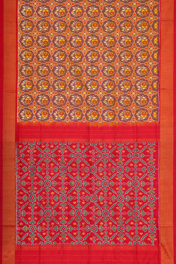 Collection of Pochampally Ikat Silk Purple Saree in a gallery layout