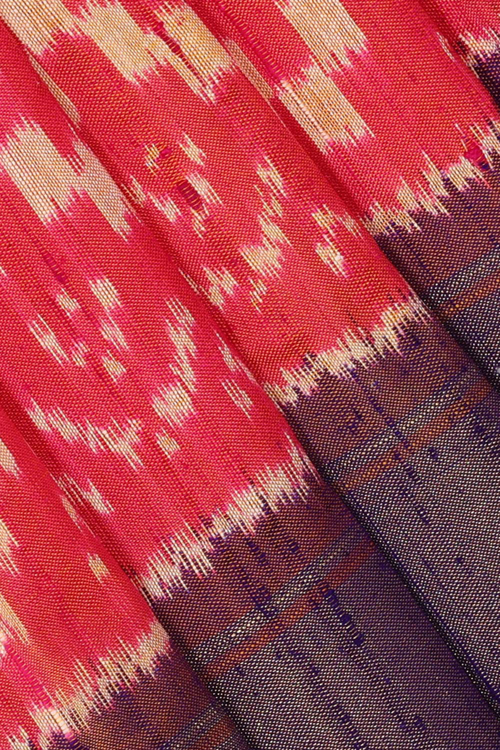 Image of Pochampally Ikat Silk Reddish Pink Saree