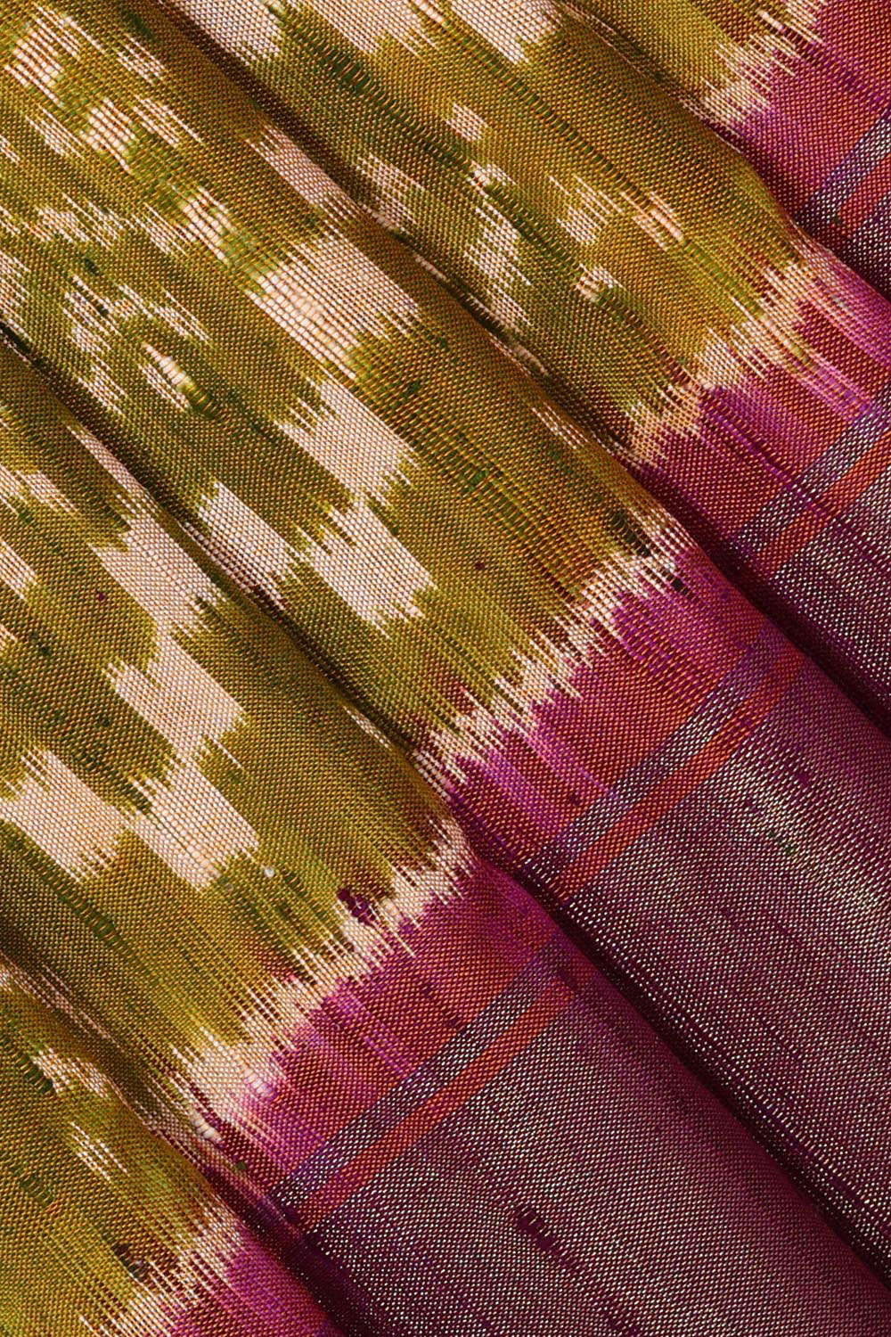 Image of Pochampally Ikat Silk Green Saree