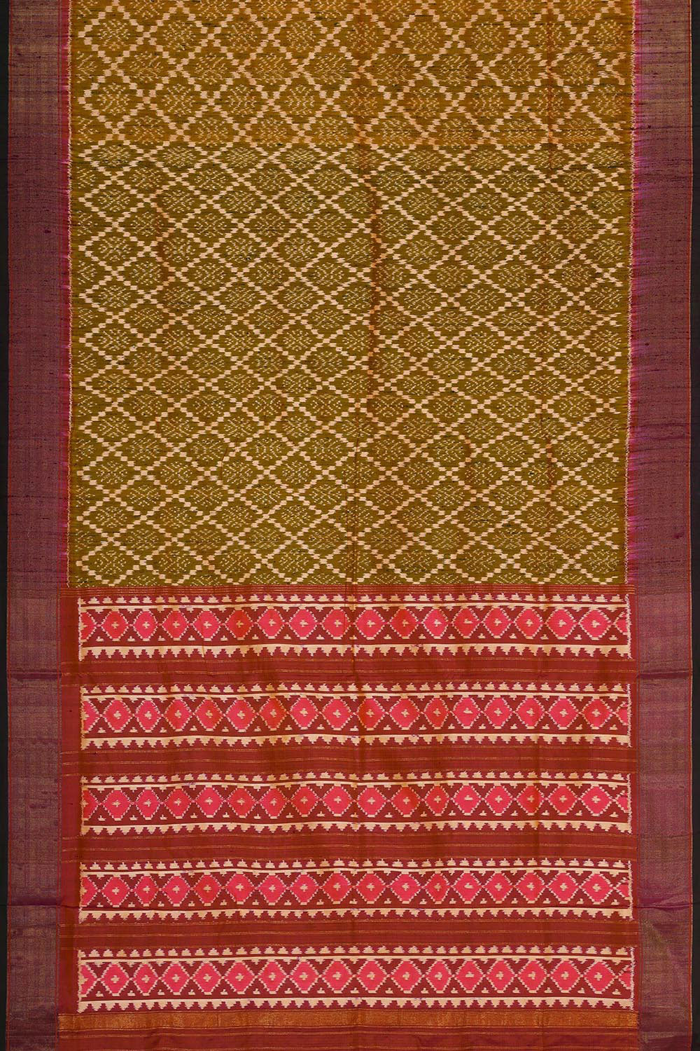 Image of Pochampally Ikat Silk Green Saree