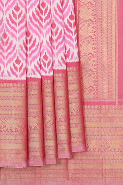 Collection of Pochampally Ikat Silk Pink Saree in a gallery layout