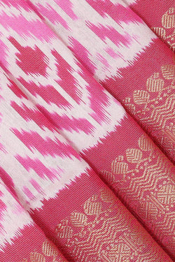 Collection of Pochampally Ikat Silk Pink Saree in a gallery layout