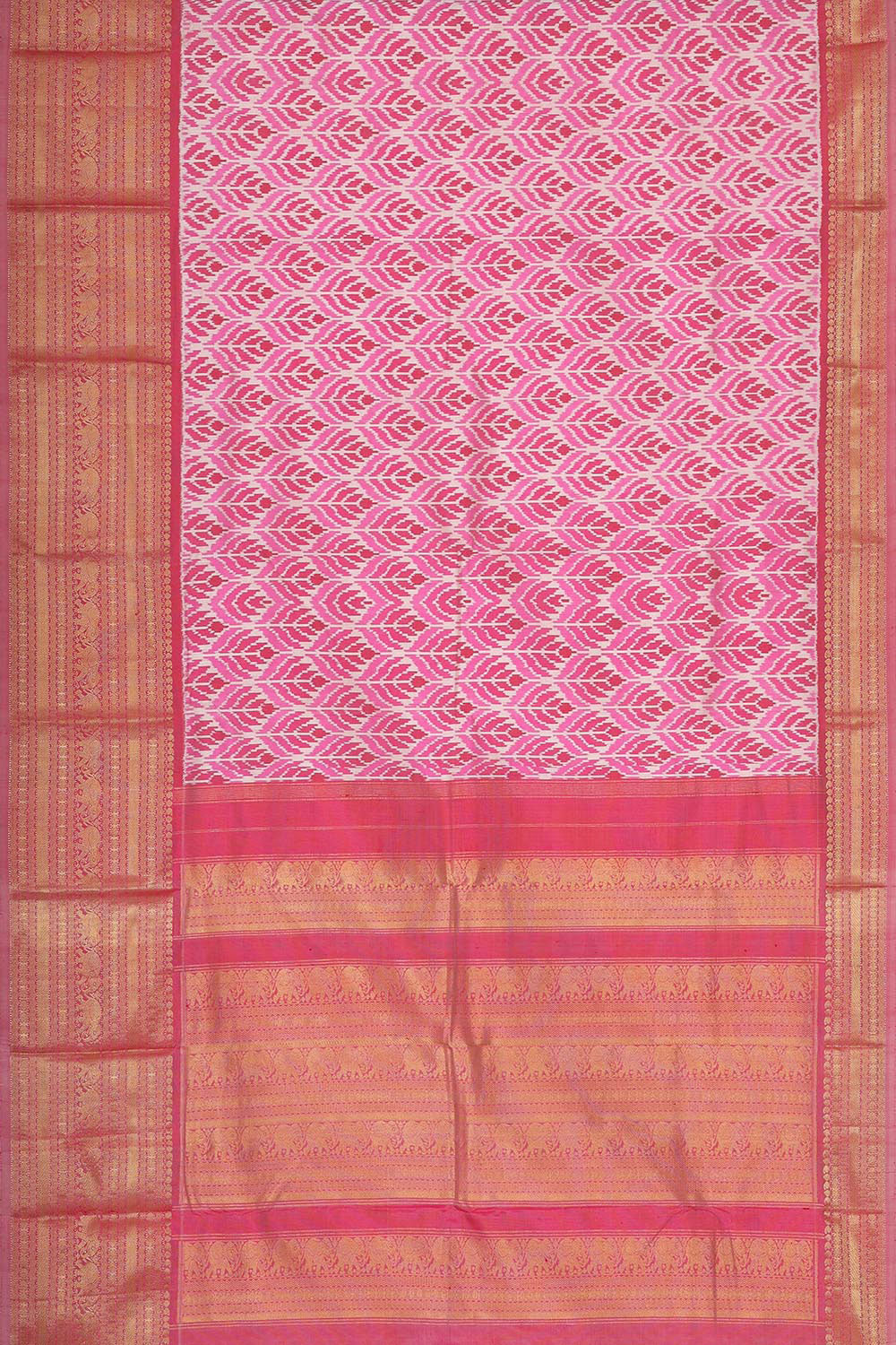 Collection of Pochampally Ikat Silk Pink Saree in a gallery layout