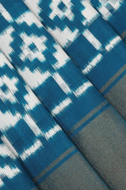 Collection of Pochampally Ikat Silk Blue Saree in a gallery layout