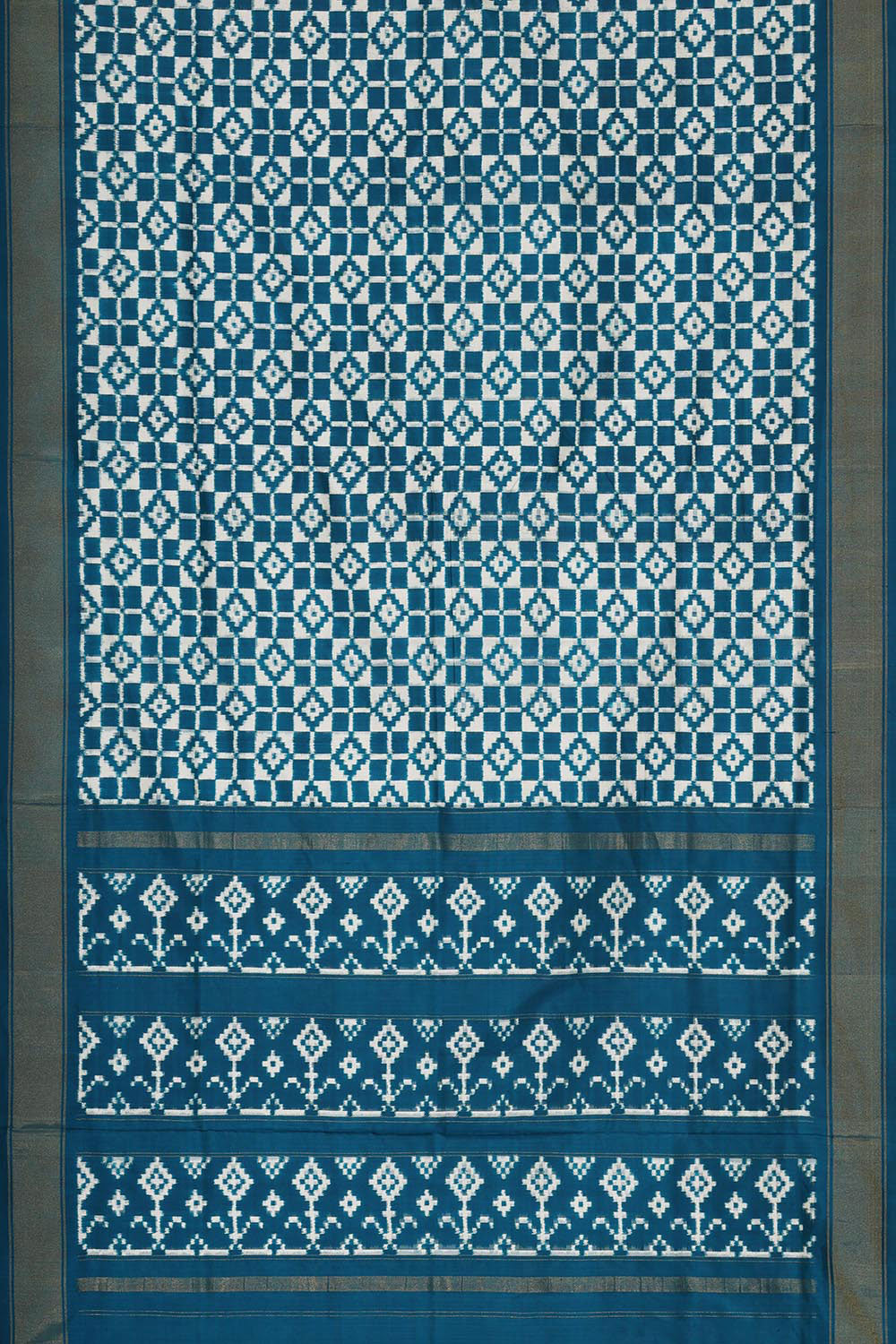 Image of Pochampally Ikat Silk Blue Saree
